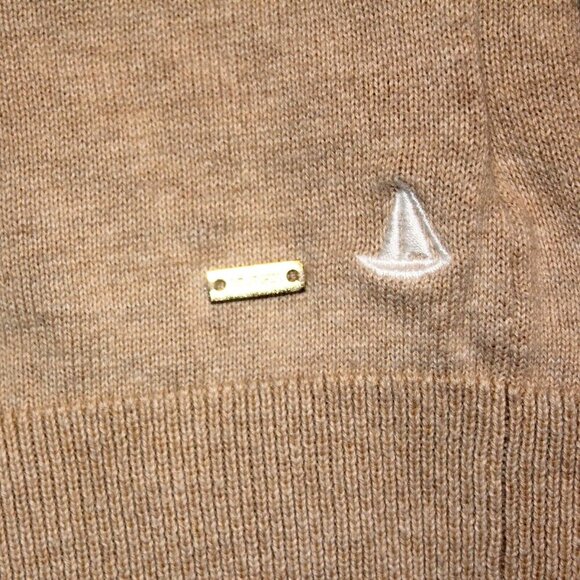 Tommy Hilfiger Sailboats Embroidered Cardigan Womens Small Beige Coastal Minimal - Picture 7 of 8